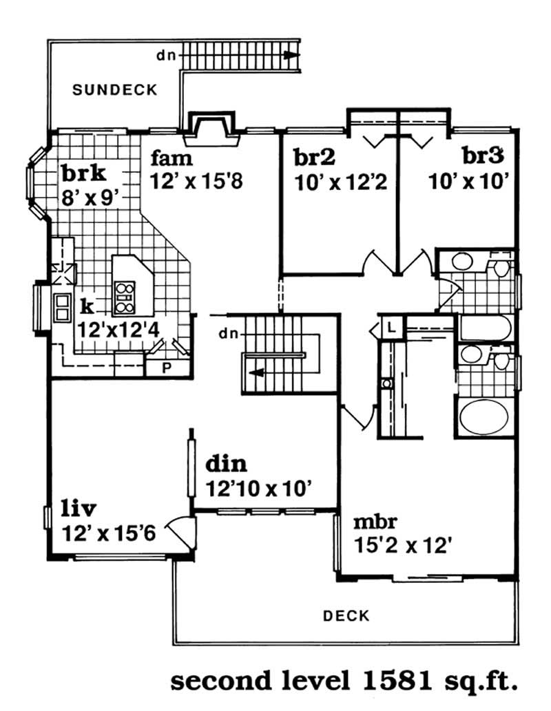 Floor Plan Second Story of Contemporary Plan #167-1526