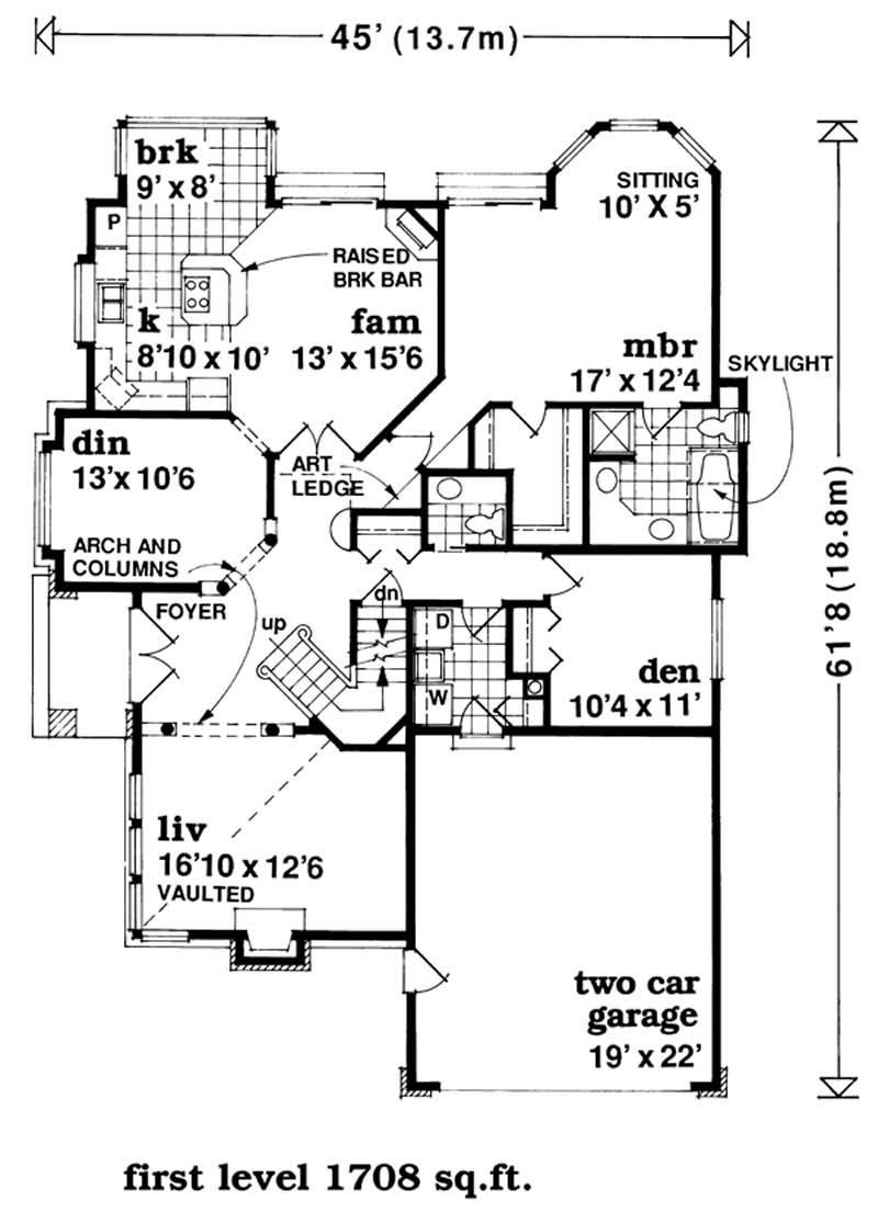 Floor Plan First Story of European Plan #167-1528