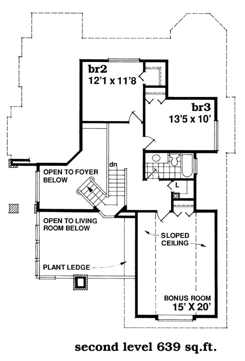 Floor Plan Second Story of European Plan #167-1528