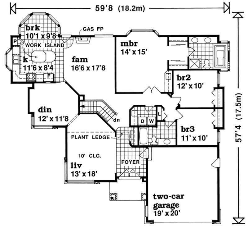 Floor Plan First Story of European Plan #167-1529