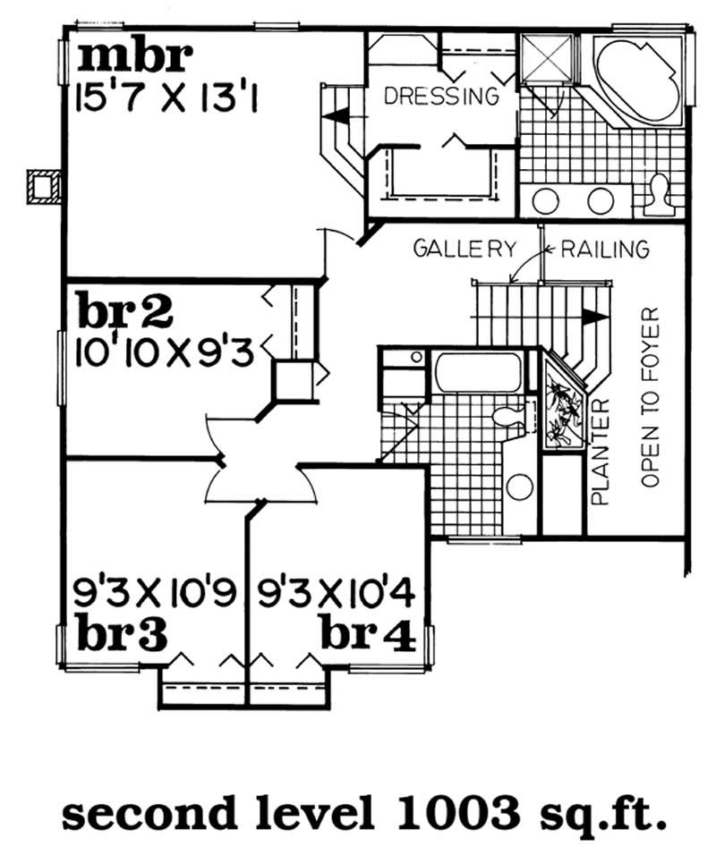 Floor Plan Second Story of Contemporary Plan #167-1533