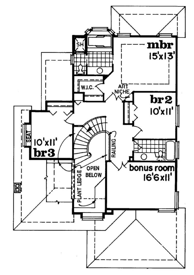 Floor Plan Second Story of Contemporary Plan #167-1534