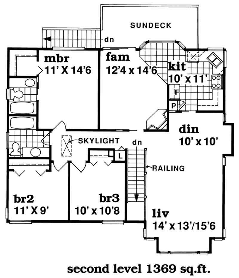 Floor Plan Second Story of Country Plan #167-1536