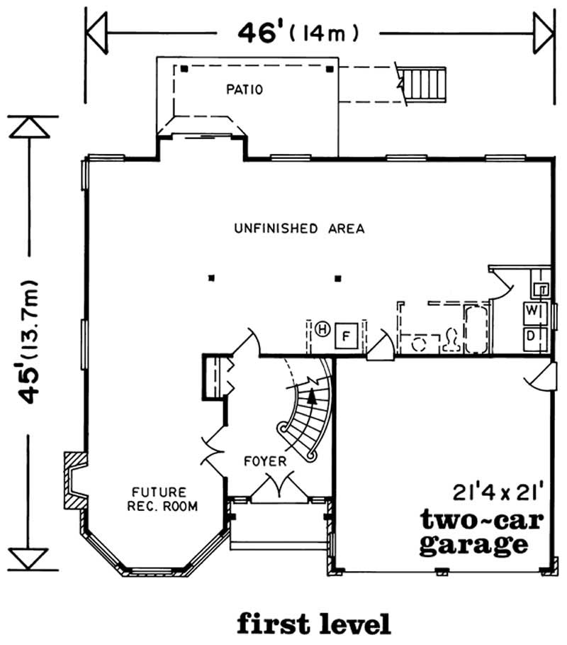 Floor Plan First Story of Contemporary Plan #167-1538