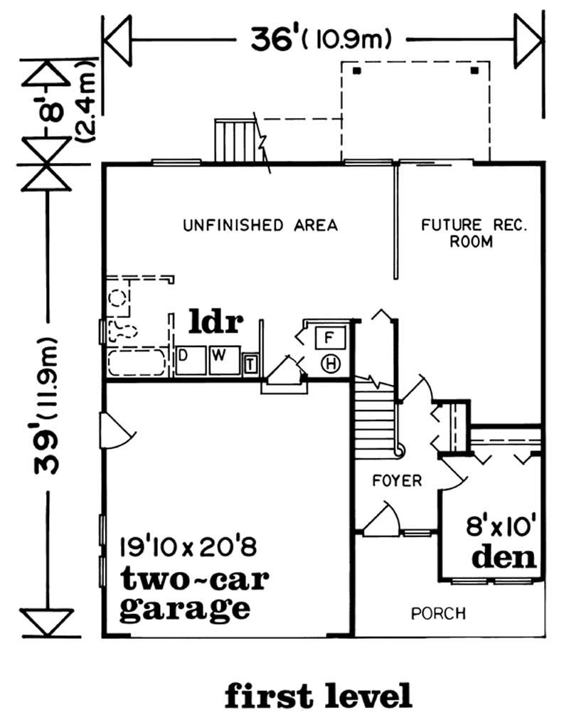 Floor Plan First Story of Country Plan #167-1541
