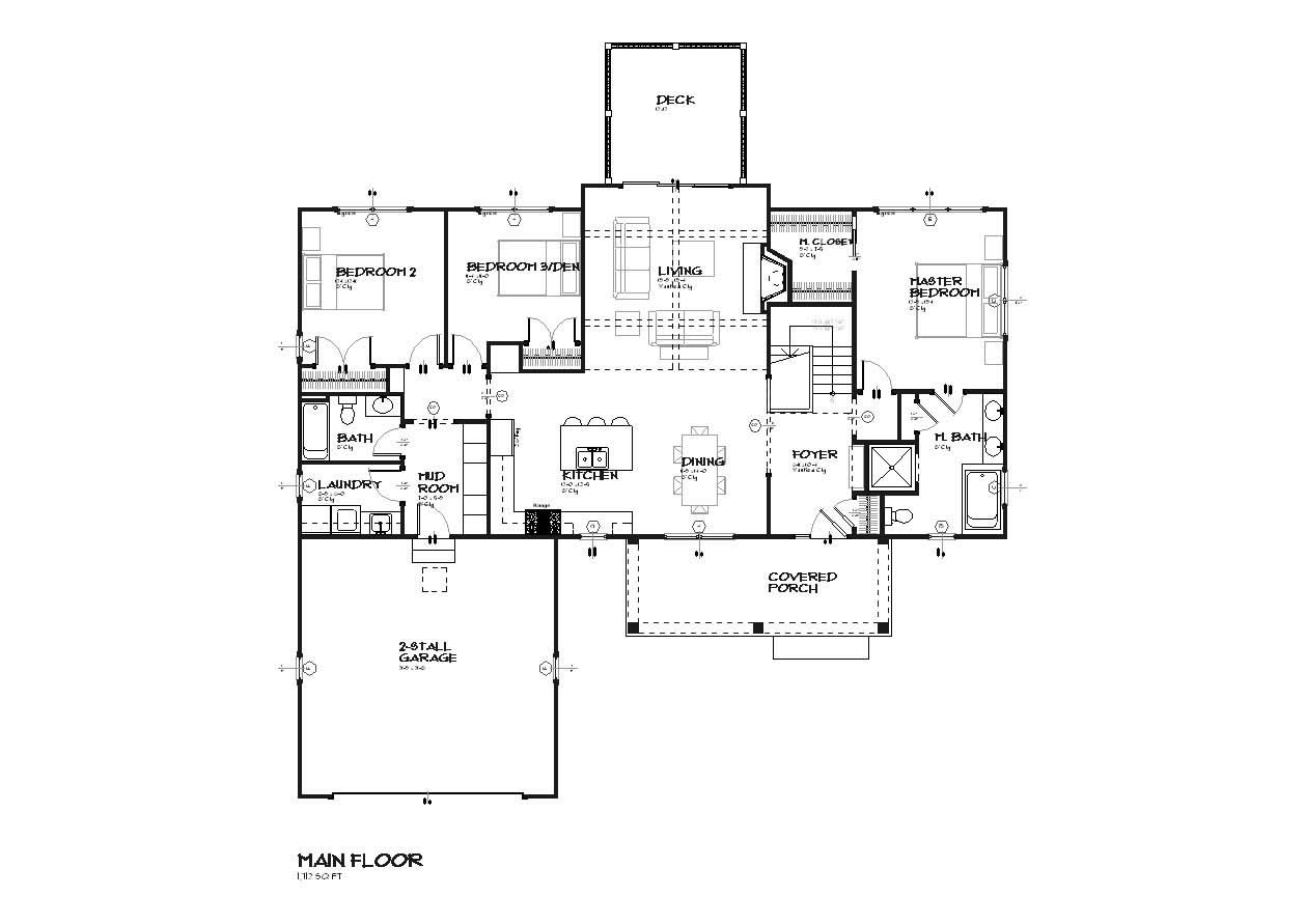 Floor Plan First Story of Country Plan #168-1000