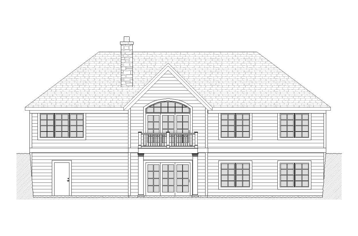 Home Plan Rear Elevation of this 5-Bedroom,2713 Sq Ft Plan -168-1000