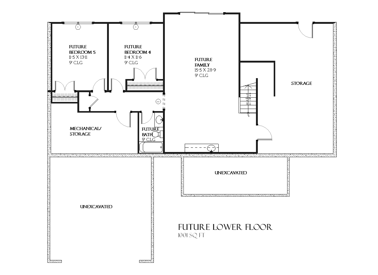 Floor Plan Basement of Country Plan #168-1000