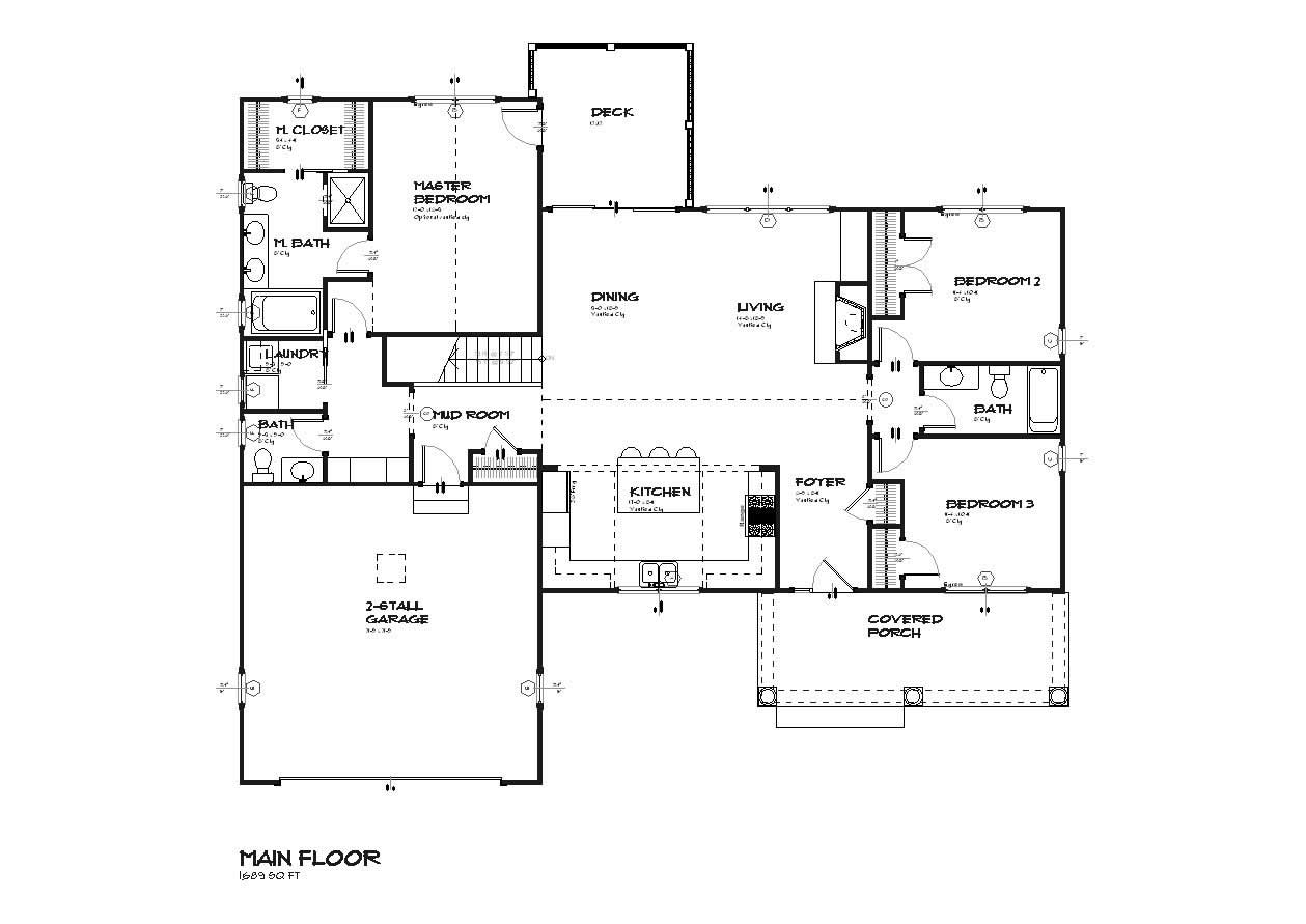 Floor Plan First Story of Country Plan #168-1003
