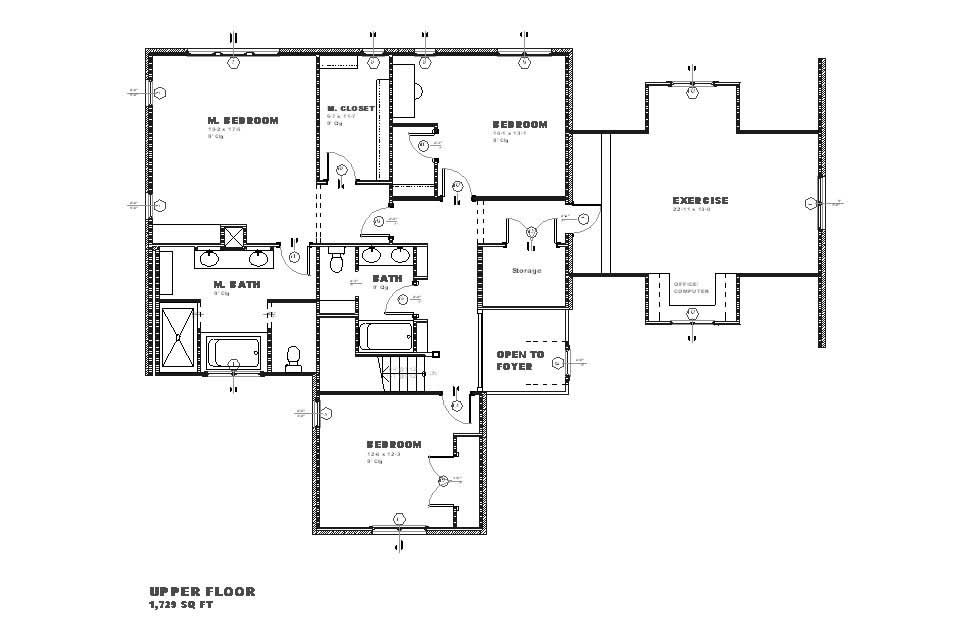 Floor Plan Second Story of Country Plan #168-1005