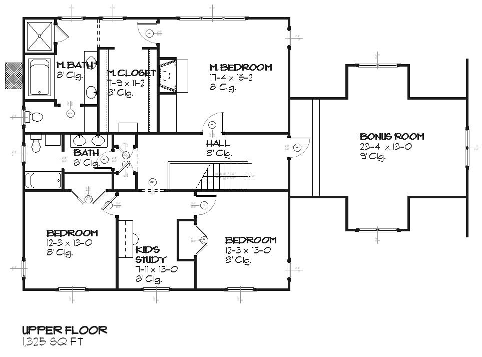 Floor Plan Second Story of Country Plan #168-1006
