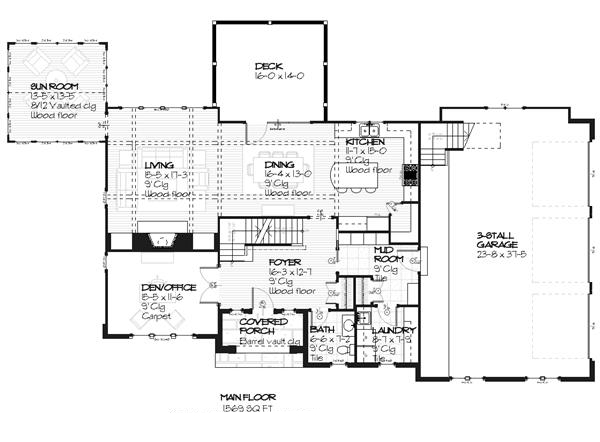 Floor Plan First Story of Country Plan #168-1008