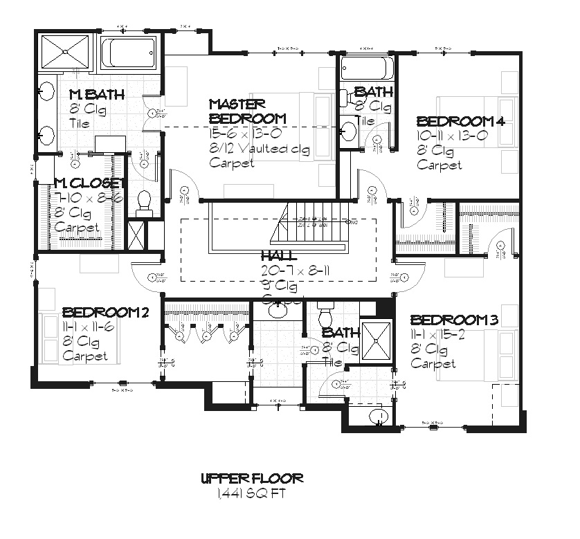 Floor Plan Second Story of Country Plan #168-1008