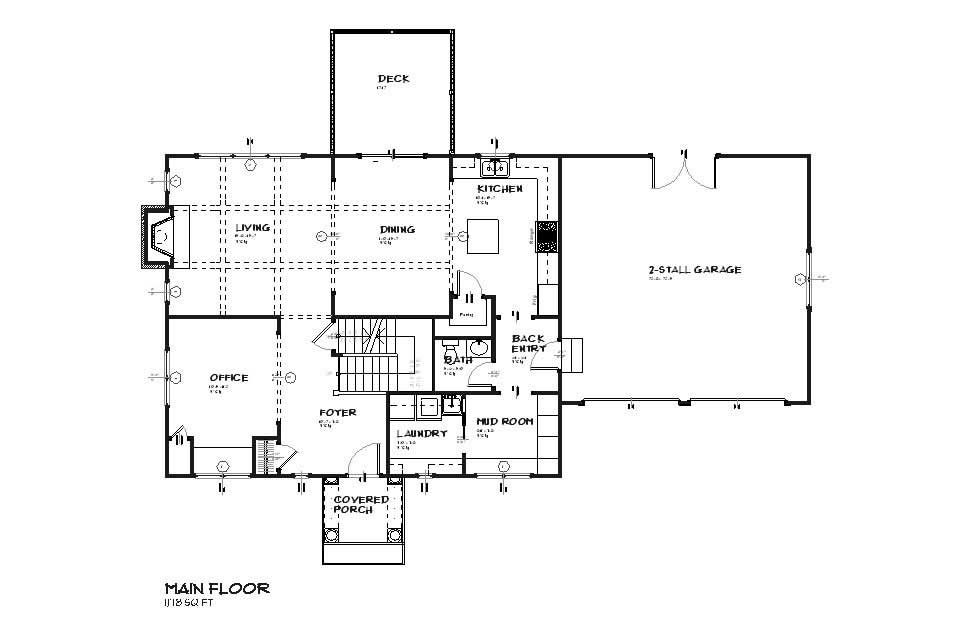 Floor Plan First Story of Country Plan #168-1009