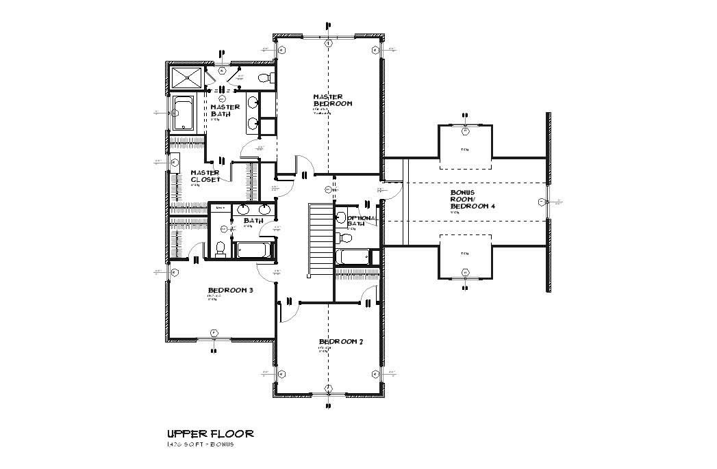 Floor Plan Second Story of European Plan #168-1010