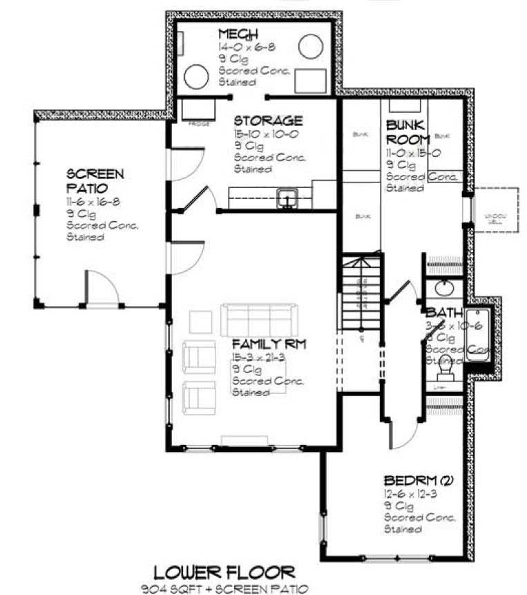 Floor Plan Basement of Coastal Plan #168-1011