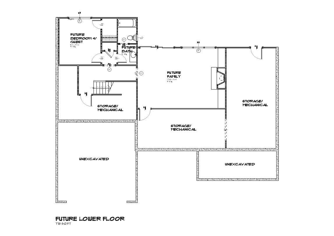 Floor Plan Basement of Country Plan #168-1012