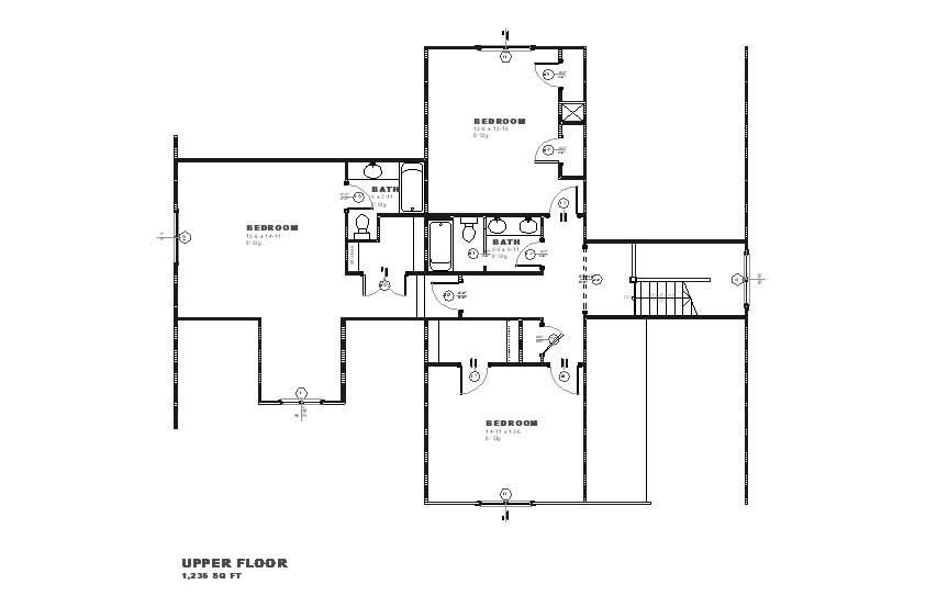 Floor Plan Second Story of Country Plan #168-1013