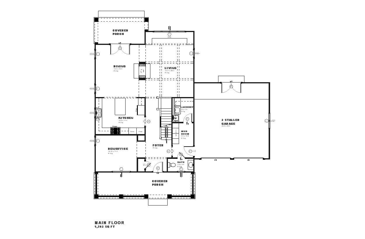 Floor Plan First Story of Country Plan #168-1014
