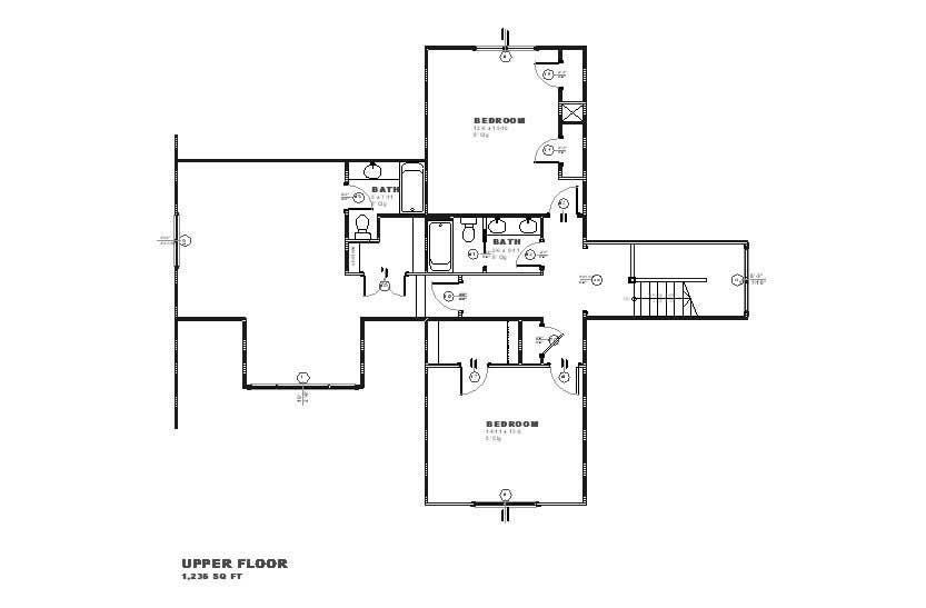 Floor Plan Second Story of Country Plan #168-1016