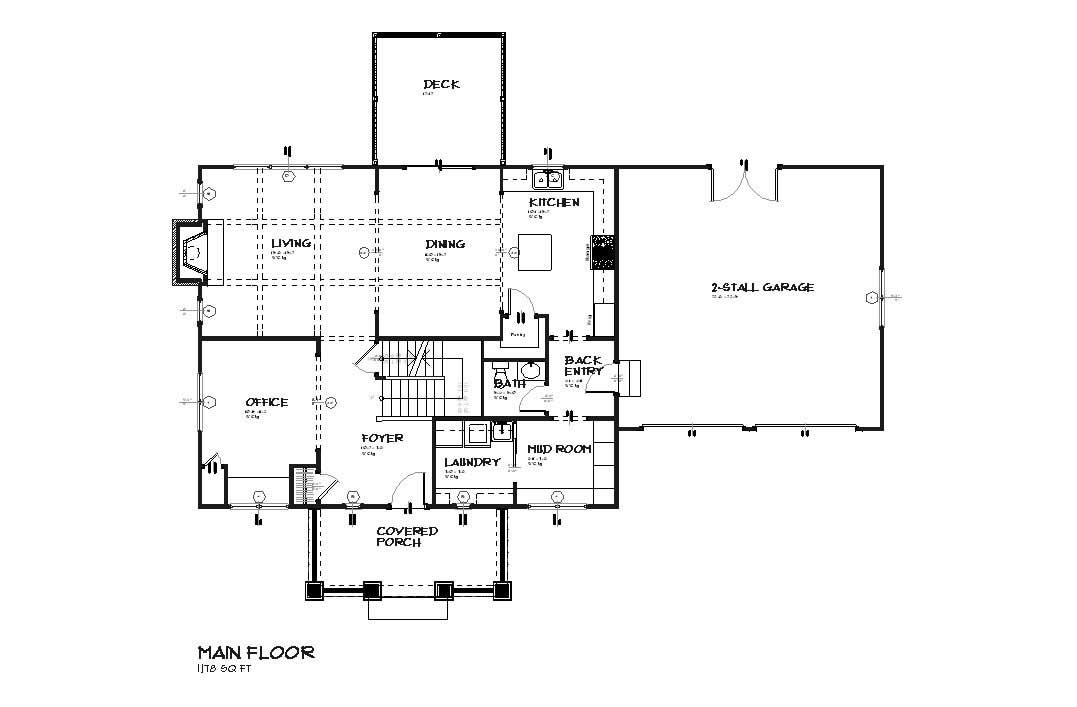 Floor Plan First Story of Colonial Plan #168-1017