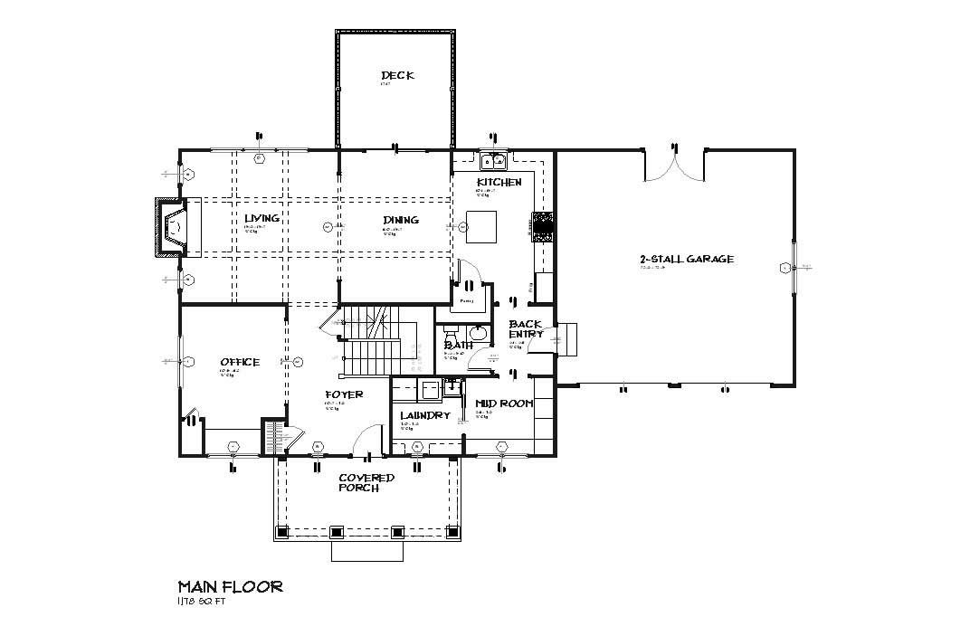 Floor Plan First Story of Georgian Plan #168-1019