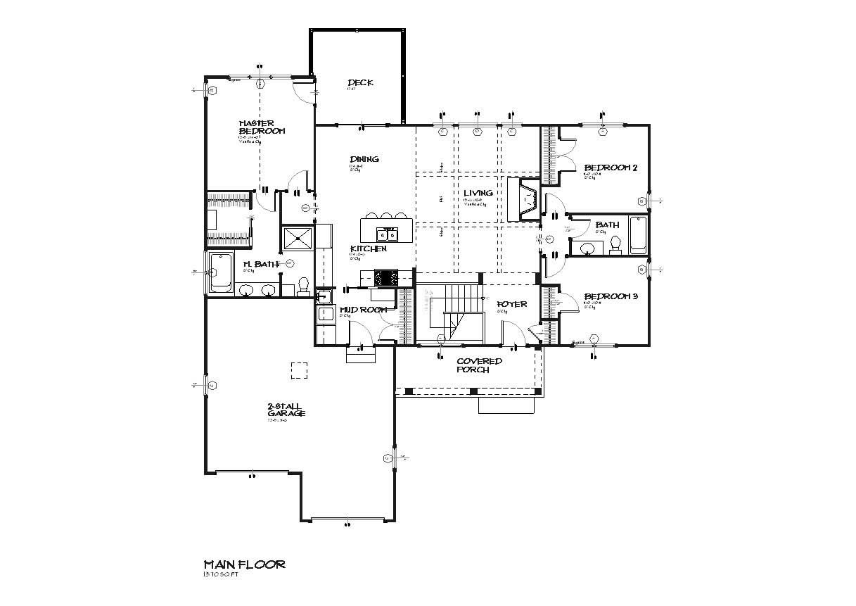 Floor Plan First Story of Country Plan #168-1021