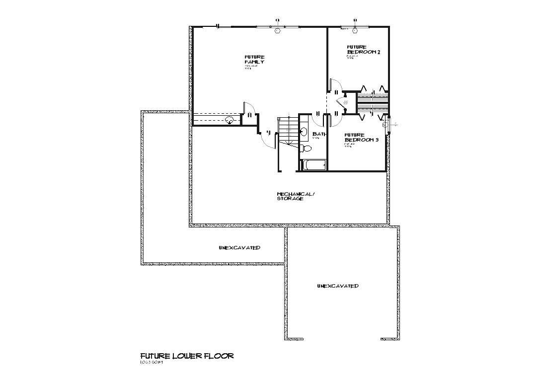 Floor Plan Basement of Country Plan #168-1023