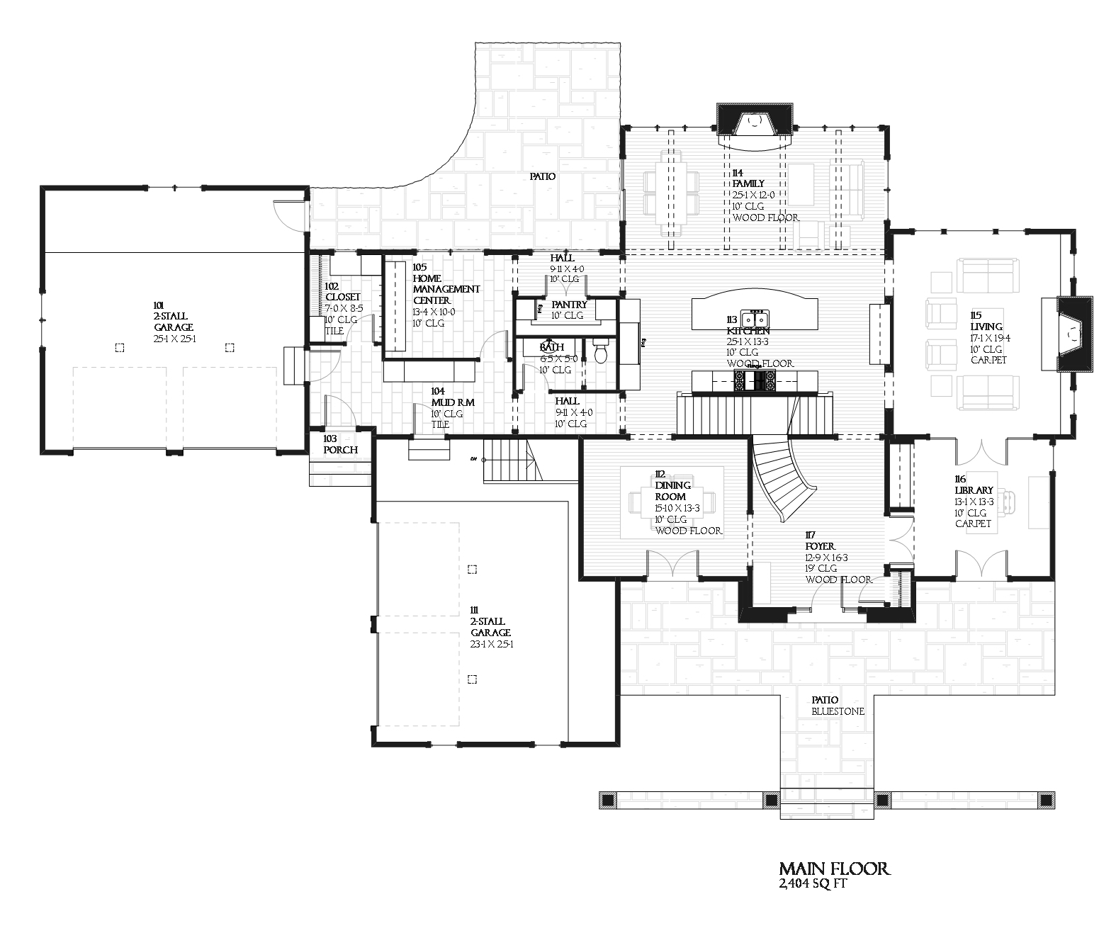 Floor Plan First Story of European Plan #168-1024
