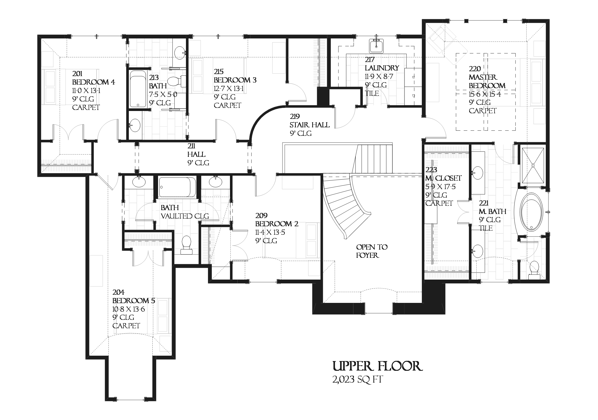 Floor Plan Second Story of European Plan #168-1024