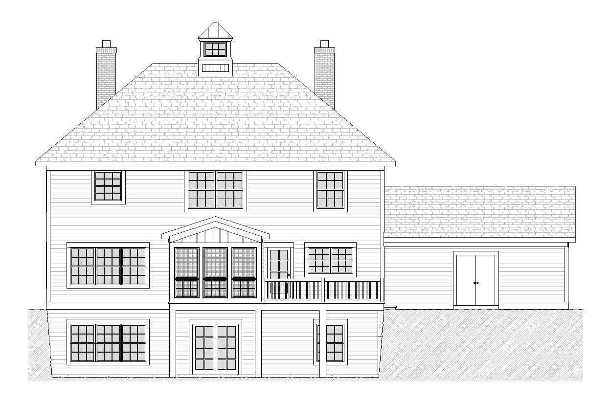 Home Plan Rear Elevation of this 4-Bedroom,2483 Sq Ft Plan -168-1025