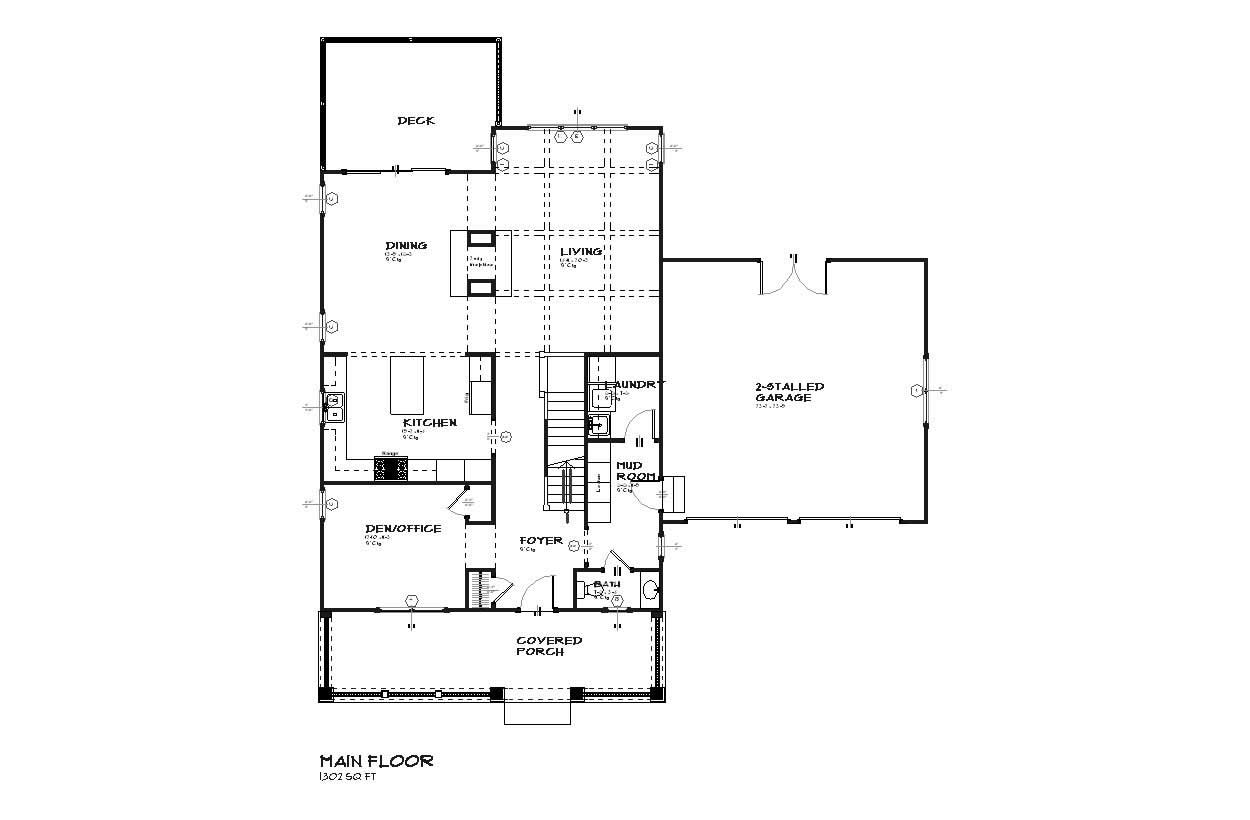 Floor Plan First Story of Country Plan #168-1029