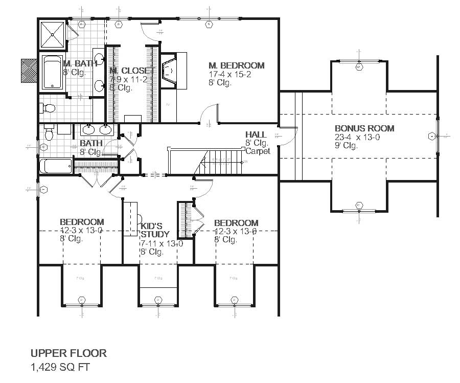 Floor Plan Second Story of Country Plan #168-1030