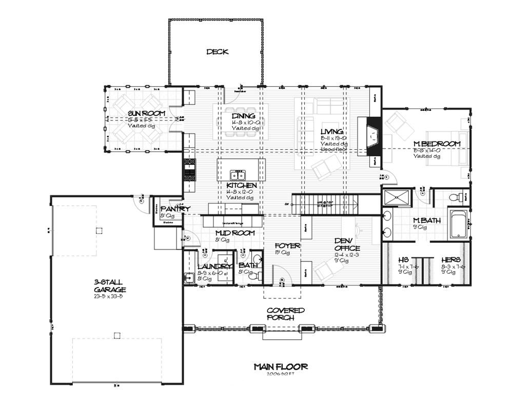 Floor Plan First Story of Country Plan #168-1031