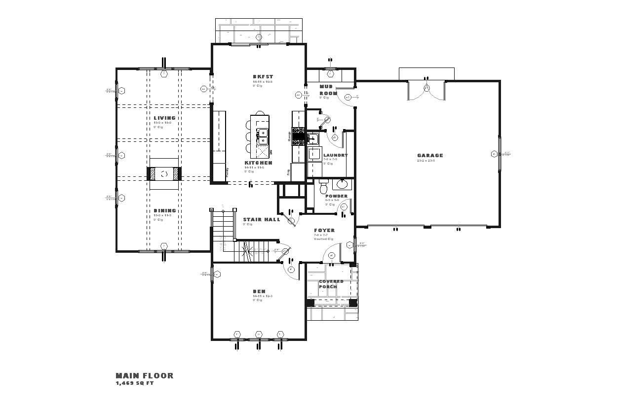 Floor Plan First Story of Country Plan #168-1032