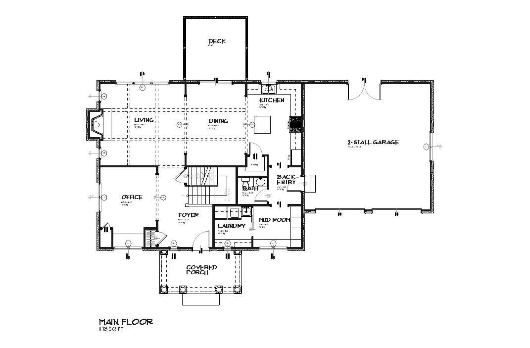 Floor Plan First Story of European Plan #168-1033