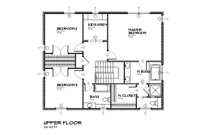 Floor Plan Second Story of European Plan #168-1033
