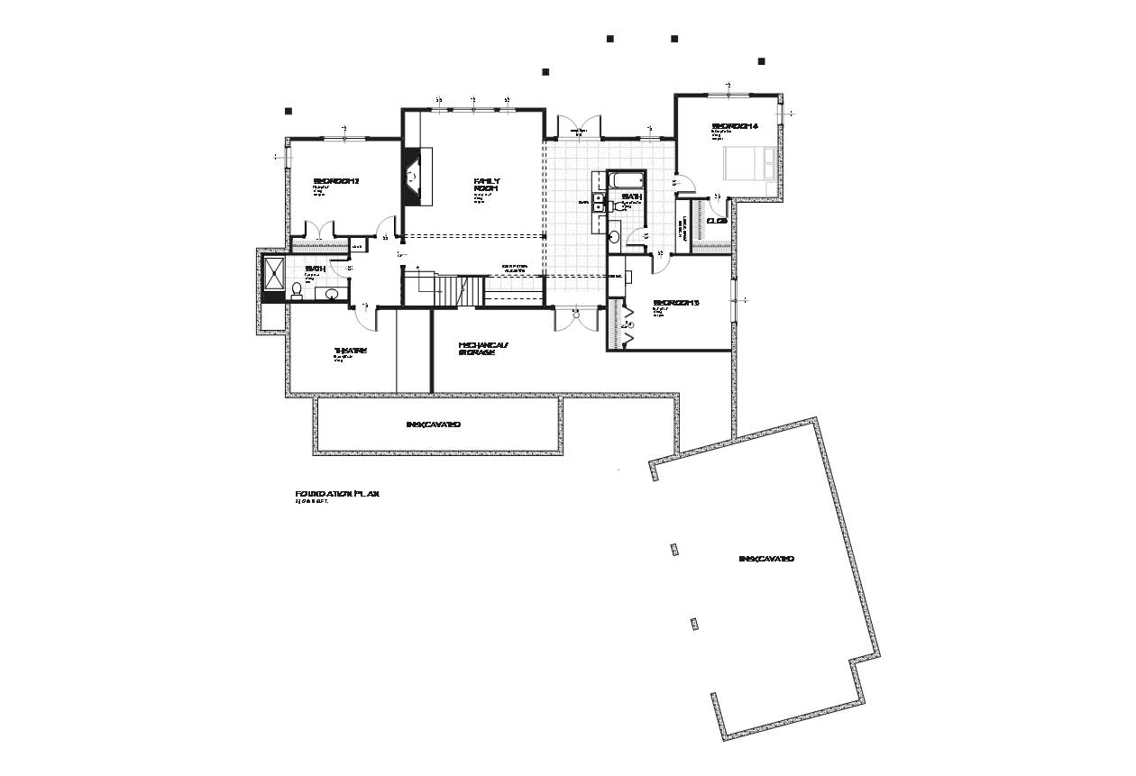 Floor Plan Basement of Country Plan #168-1035