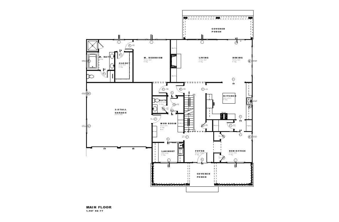 Floor Plan First Story of Cape Cod Plan #168-1037
