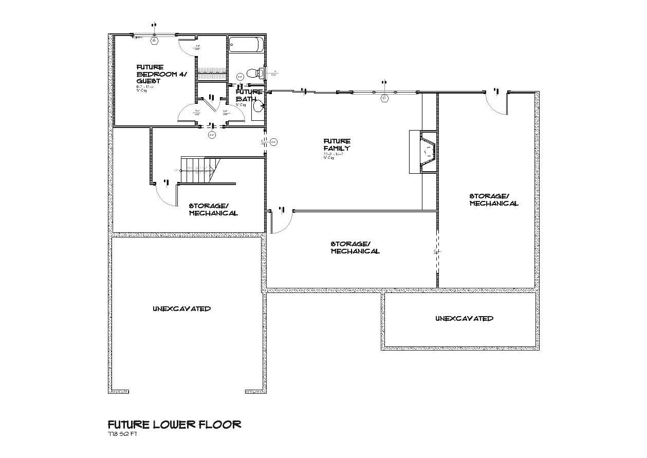 Floor Plan Basement of European Plan #168-1038