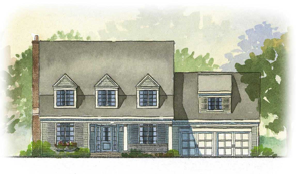 This is a colored rendering of these Traditional Homeplans.
