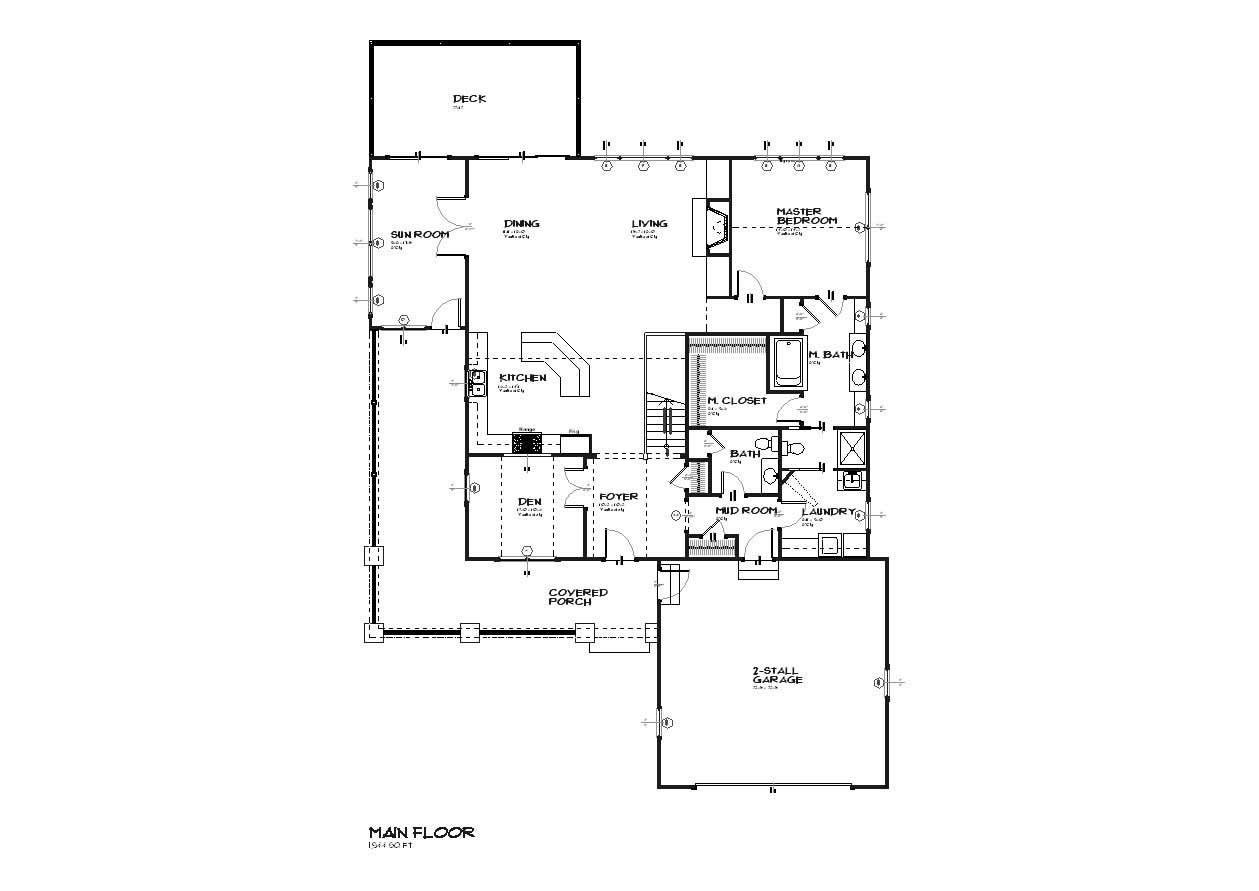 Floor Plan First Story of Country Plan #168-1041