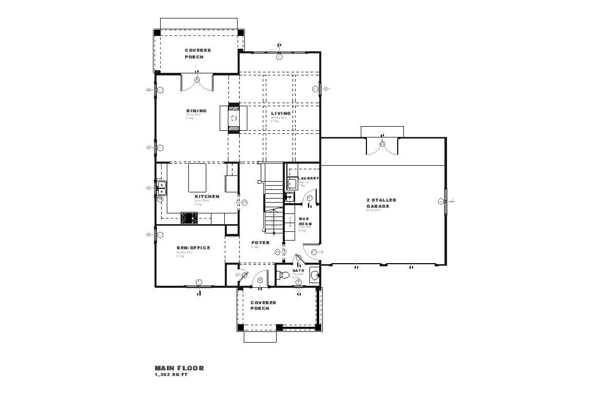 Floor Plan First Story of Country Plan #168-1042