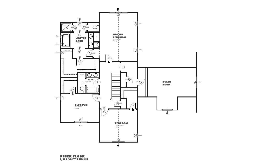 Floor Plan Second Story of Country Plan #168-1042