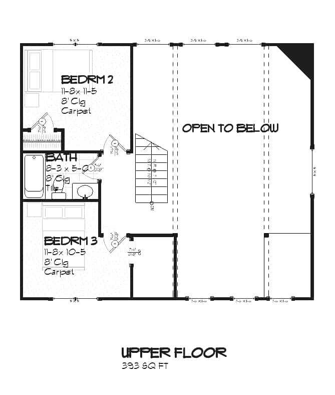 Floor Plan Second Story of Country Plan #168-1044