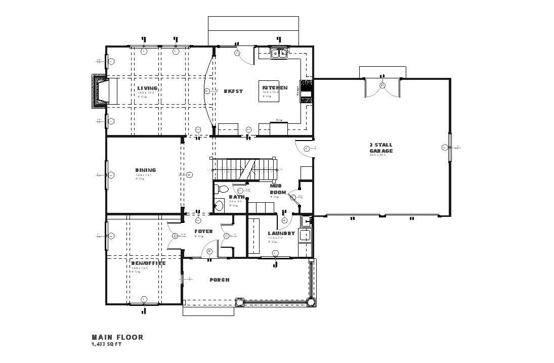 Floor Plan First Story of Country Plan #168-1046