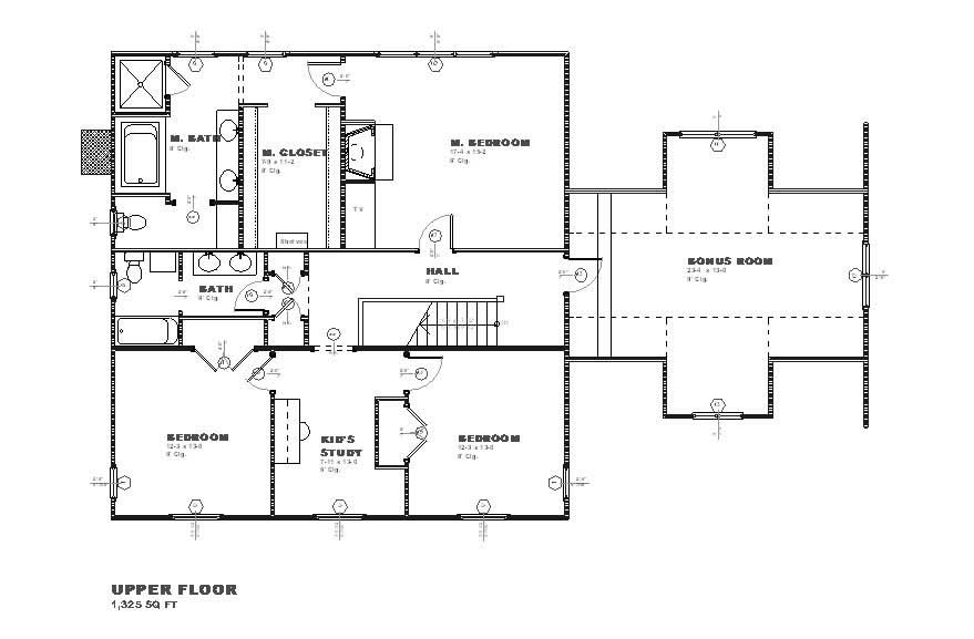 Floor Plan Second Story of Country Plan #168-1046