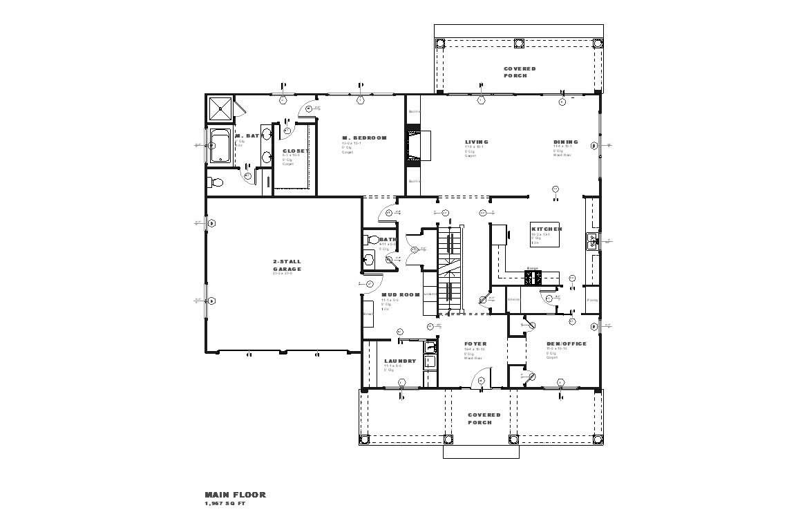 Floor Plan First Story of Country Plan #168-1047