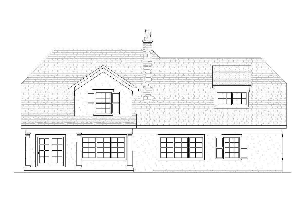 Home Plan Rear Elevation of this 4-Bedroom,2804 Sq Ft Plan -168-1047
