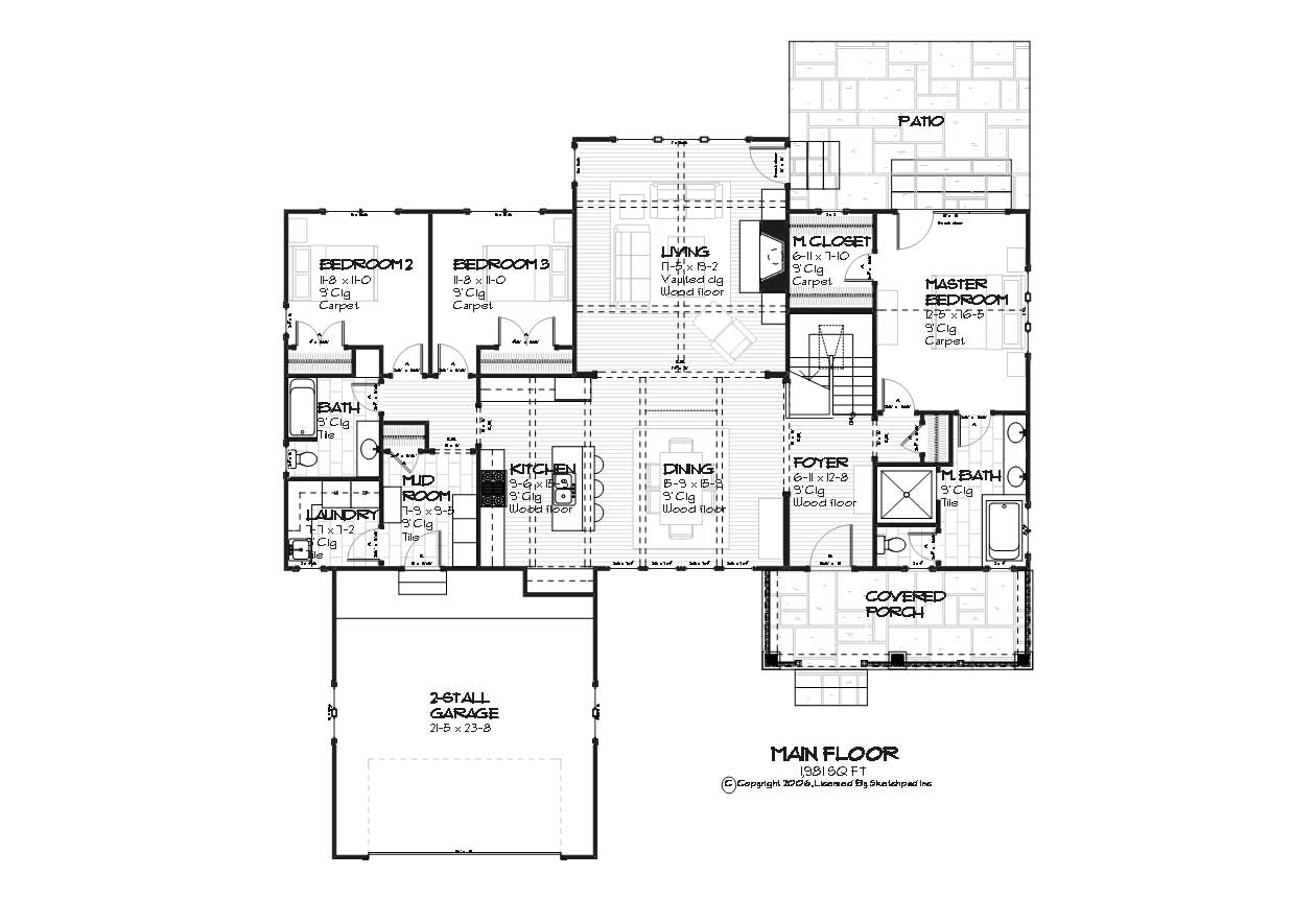 Floor Plan First Story of Country Plan #168-1048